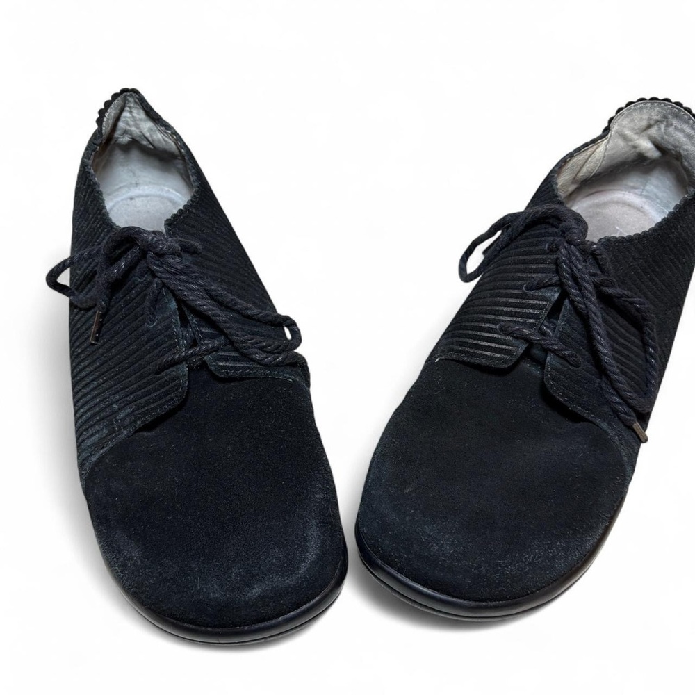Allegria Pyper Capt black suede and corduroy Oxfords